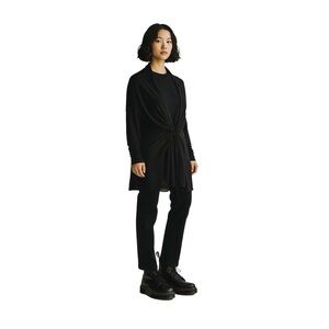 Elegant Black Women's Cardigan with Sheer Shawl